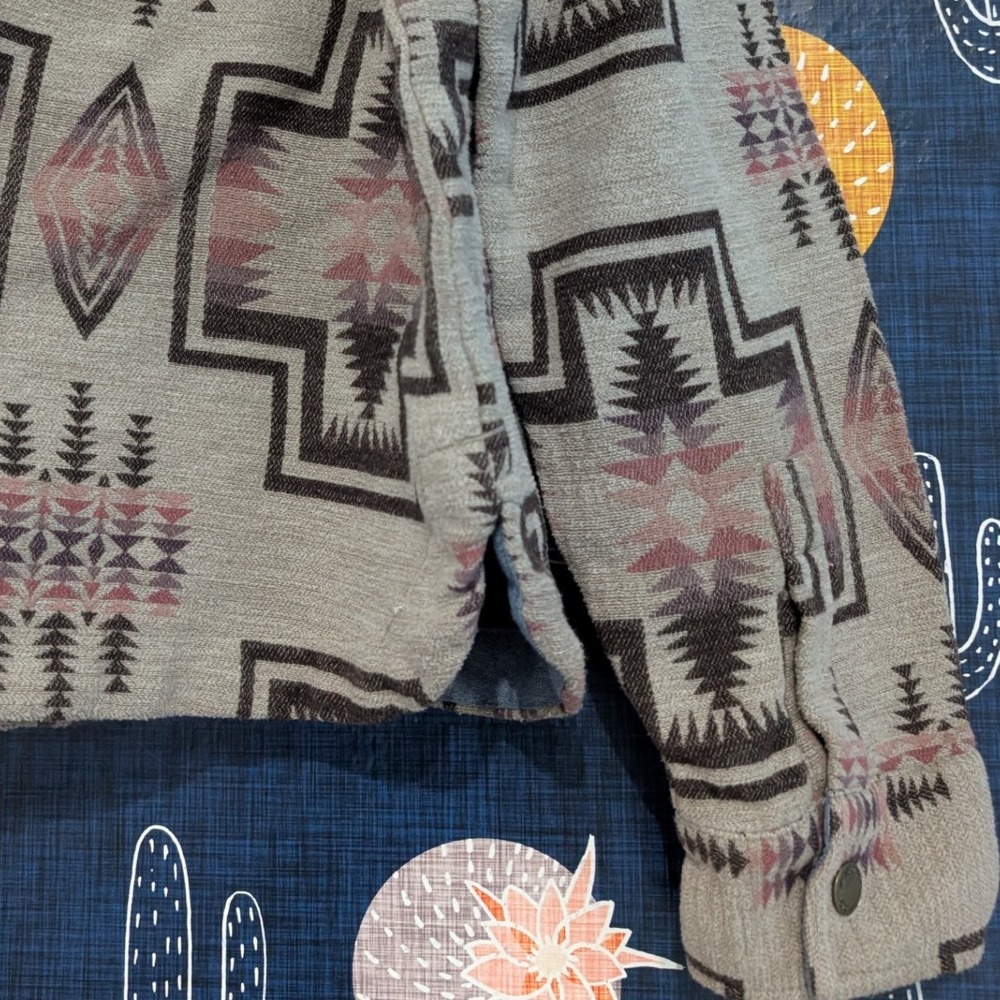 Pendleton Harding Chamois Grey Southwestern Cotton Quarter Zip Pullover Small - Picture 9 of 11